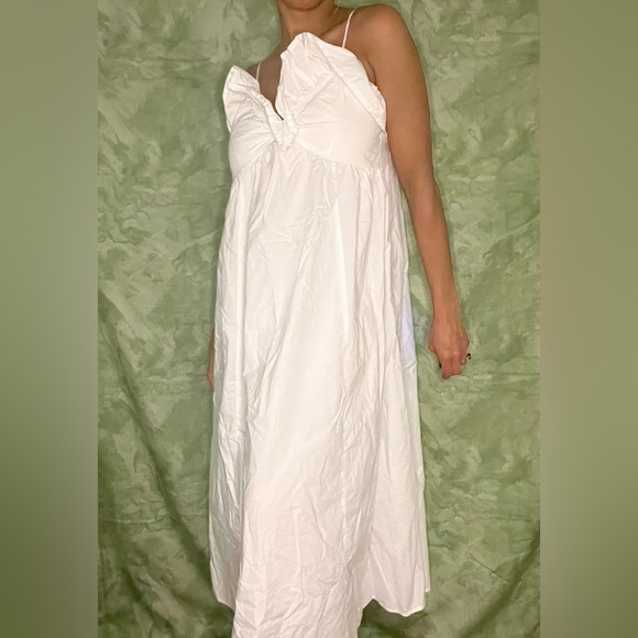 NWT White H&M Ruffle Top Midi Dress - Picture 6 of 6